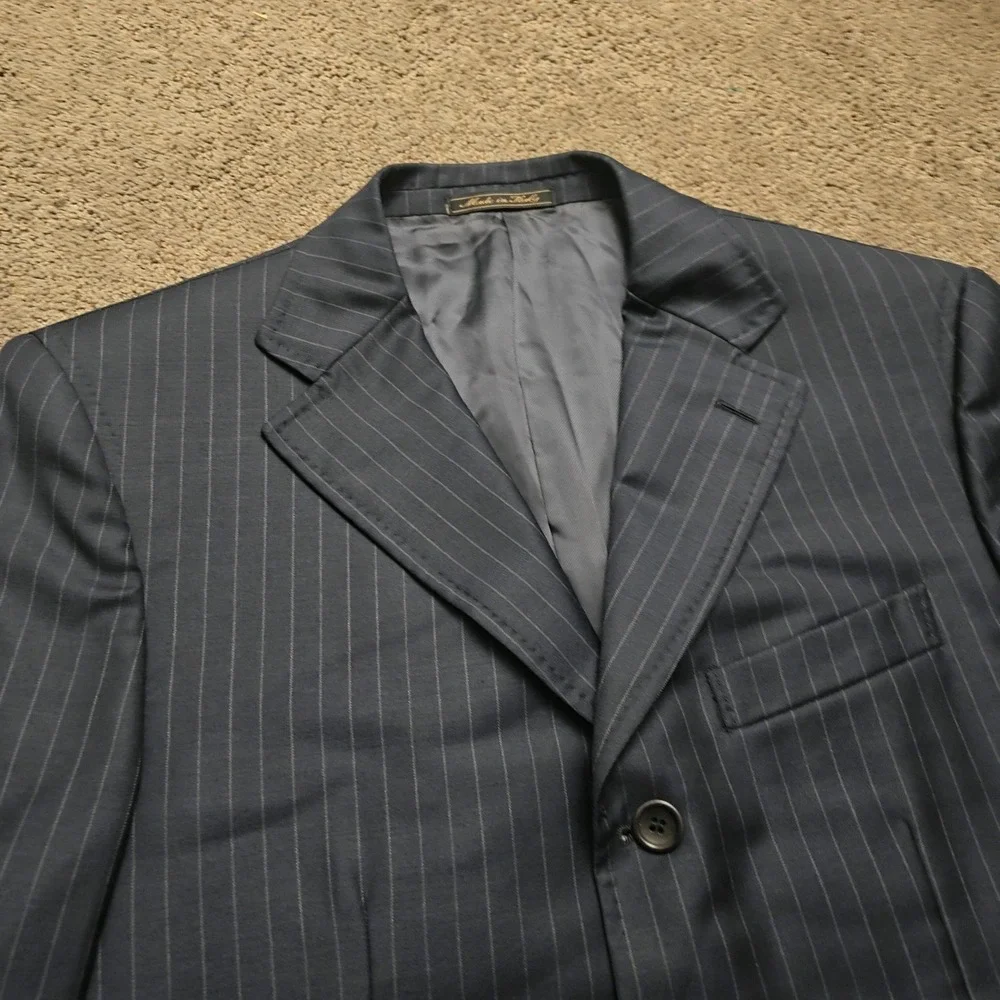 Eredi Pisano Loro Piana Navy Pinstripe Wool Suit Jacket Blazer Made in Italy‎